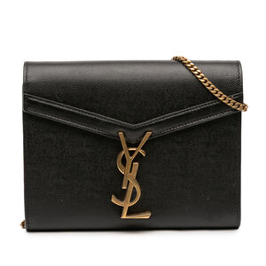 Pre-Loved Saint Laurent Grain De Poudre Monogram Cassandra Chain Wallet